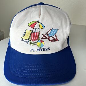 Vintage FORT MYERS FLORIDA Trucker Hat Snapback Hat Mesh
